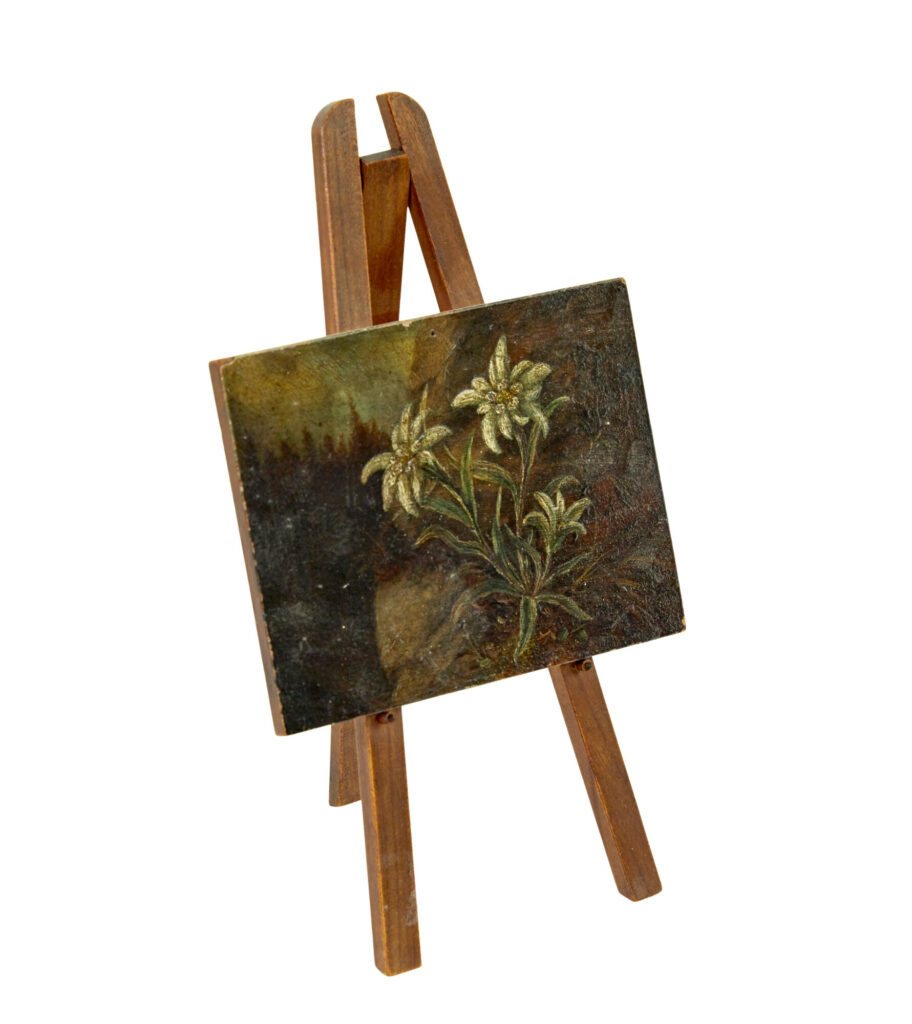 19th Century Miniature Oil on Board Painting of Edelweiss — image 5
