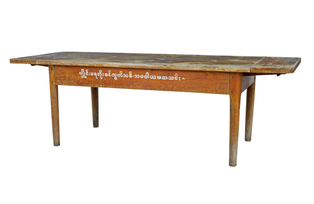 19th Century Burmese Hand Painted Teak Village Table — image 3