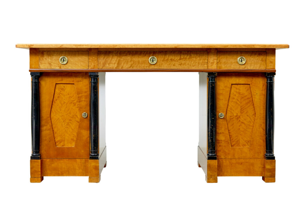 Swedish 19th Century Carved Birch Pedestal Desk — image 8
