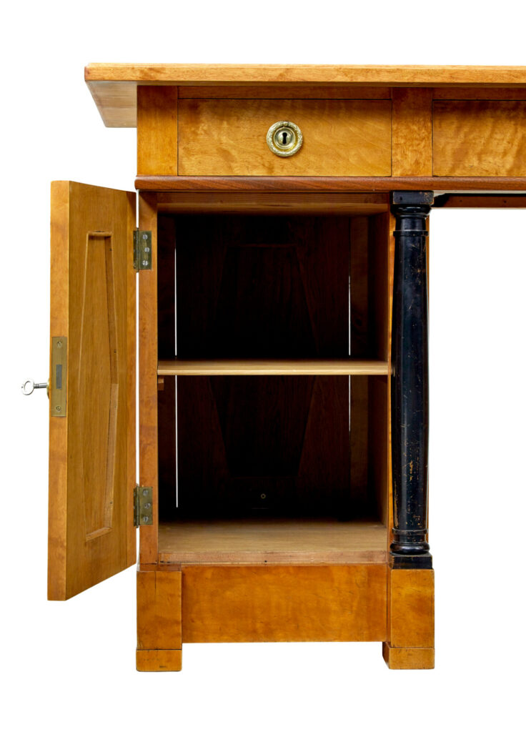 Swedish 19th Century Carved Birch Pedestal Desk — image 6