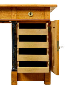 Swedish 19th Century Carved Birch Pedestal Desk — thumbnail 5