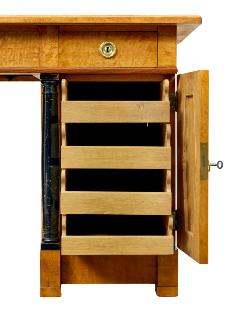 Swedish 19th Century Carved Birch Pedestal Desk — image 5