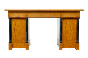 Swedish 19th Century Carved Birch Pedestal Desk — thumbnail 3