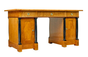 Swedish 19th Century Carved Birch Pedestal Desk — thumbnail 1