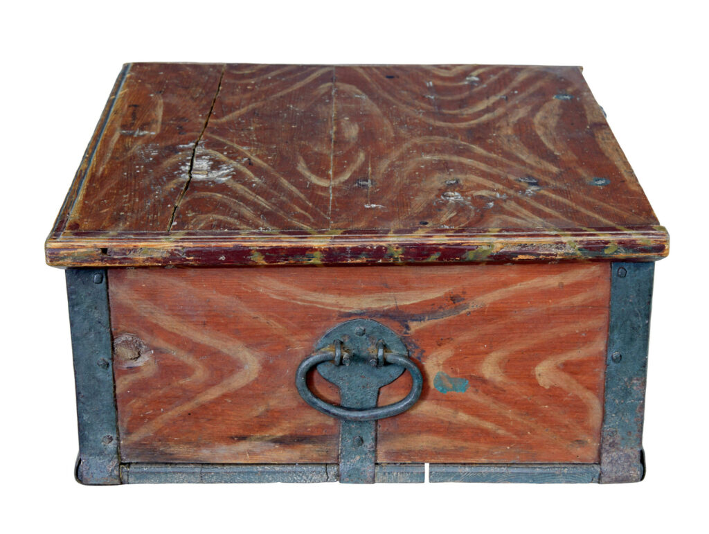 Scandinavian Hand Painted 19th Century Pine Strong Box — image 4