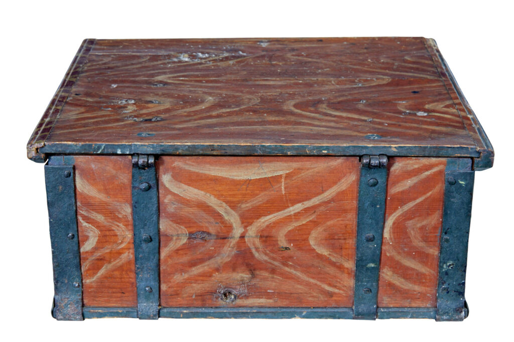 Scandinavian Hand Painted 19th Century Pine Strong Box — image 3