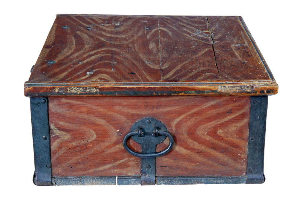 Scandinavian Hand Painted 19th Century Pine Strong Box — image 2