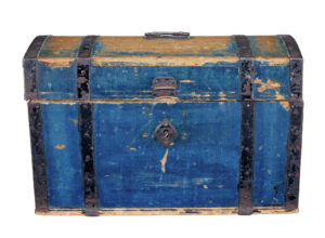19th Century Swedish Painted Pine Metal Bound Dome Top Box — thumbnail 7