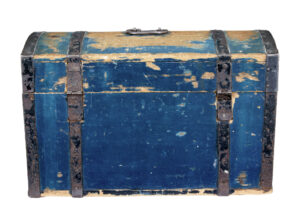19th Century Swedish Painted Pine Metal Bound Dome Top Box — thumbnail 5