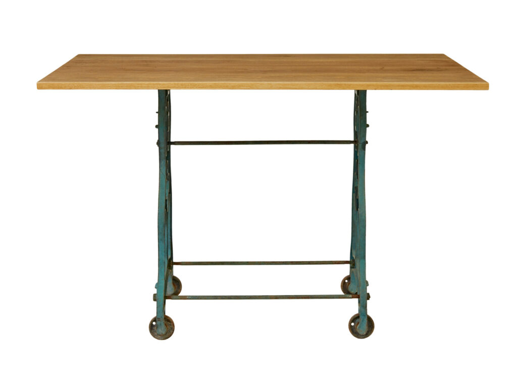 Early 20th Century Metal Table Base with Solid Oak Top — image 7