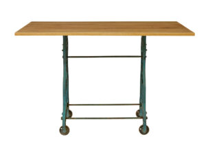 Early 20th Century Metal Table Base with Solid Oak Top — thumbnail 7