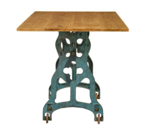 Early 20th Century Metal Table Base with Solid Oak Top — thumbnail 5
