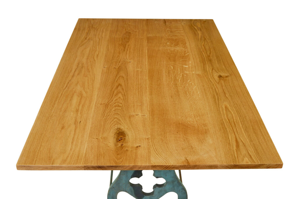 Early 20th Century Metal Table Base with Solid Oak Top — image 4