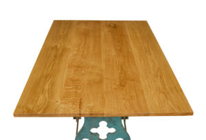 Early 20th Century Metal Table Base with Solid Oak Top — thumbnail 3