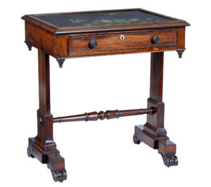 EARLY 19TH CENTURY REGENCY PAINTED SLATE TOP SIDE TABLE