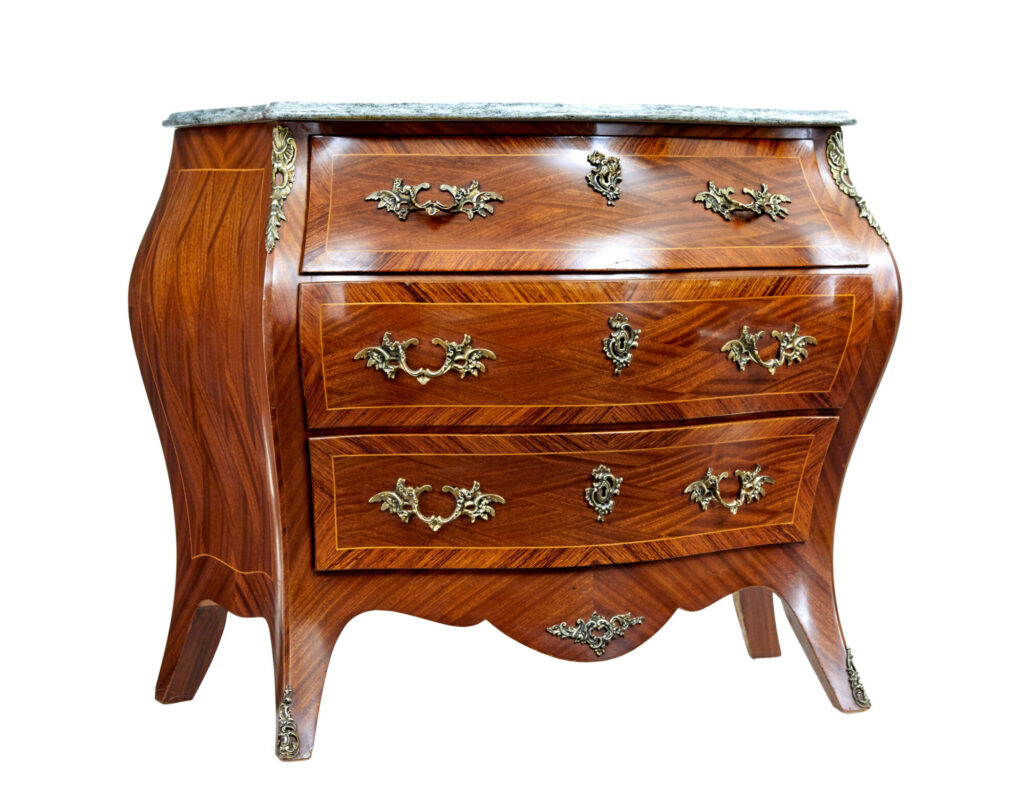 Mid Century Mahogany Bombe Commode Chest of Drawers — image 2