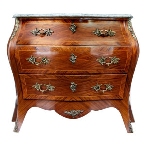 MID CENTURY MAHOGANY BOMBE COMMODE CHEST OF DRAWERS