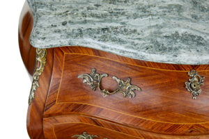 Mid Century Mahogany Bombe Commode Chest of Drawers — thumbnail 3