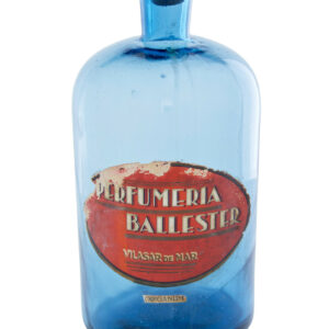 FRENCH 1920’s HAND MADE GLASS BLUE PERFUME BOTTLE