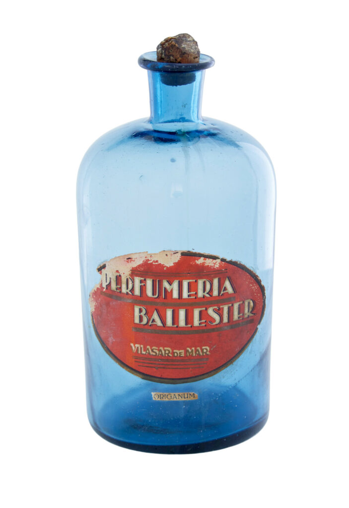 FRENCH 1920’s HAND MADE GLASS BLUE PERFUME BOTTLE