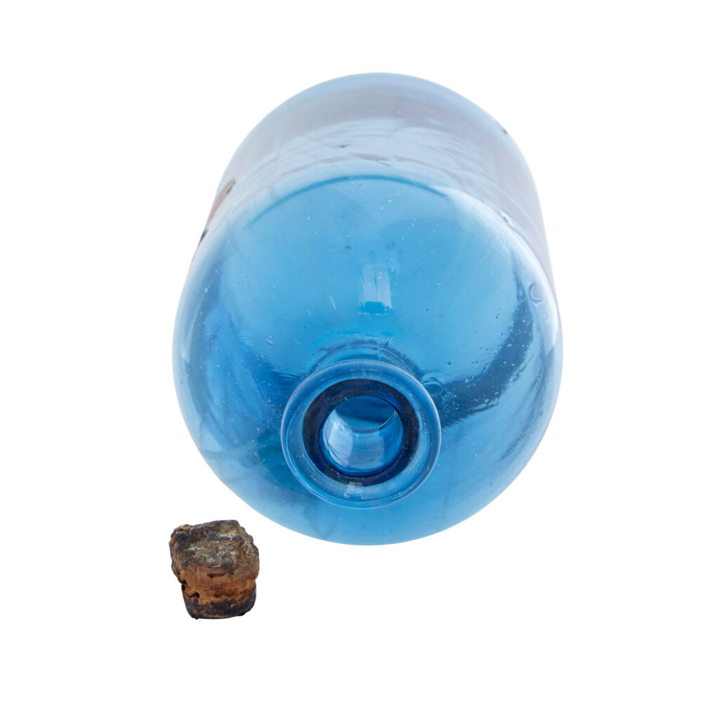French 1920’s Hand Made Glass Blue Perfume Bottle — image 3