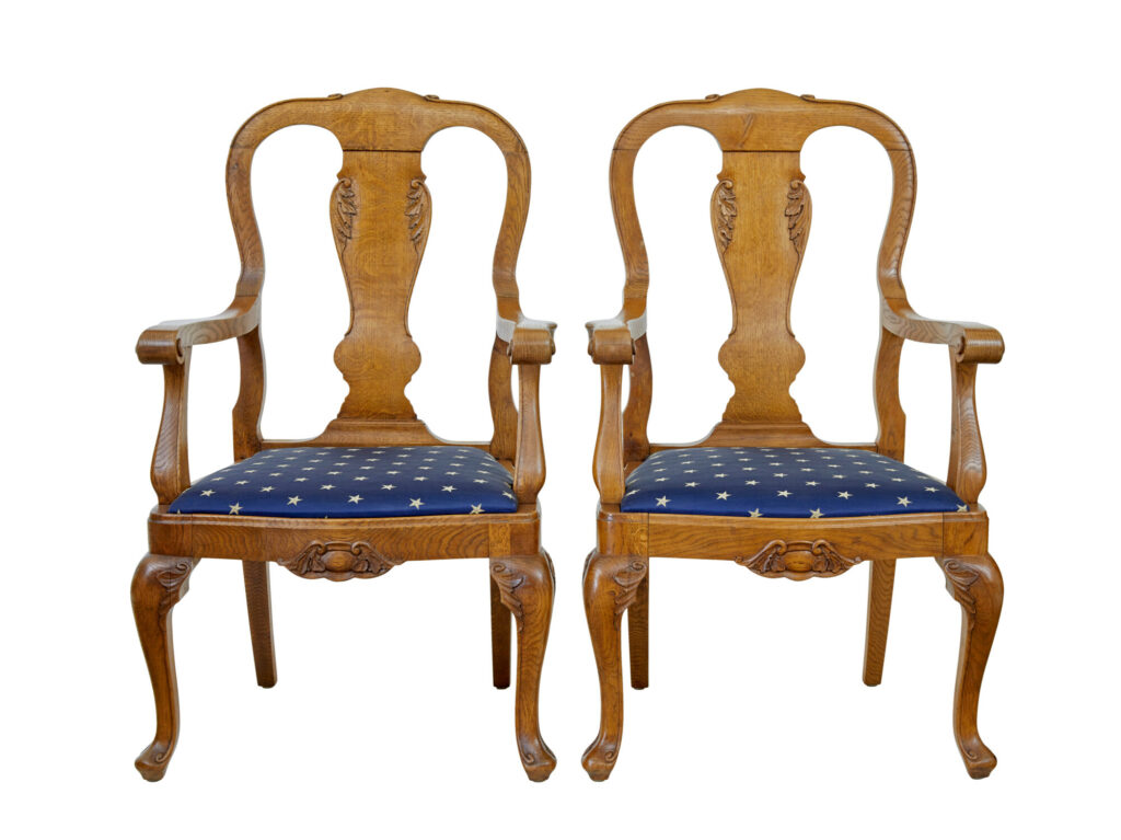 Pair of Carved Oak 19th Century Armchairs