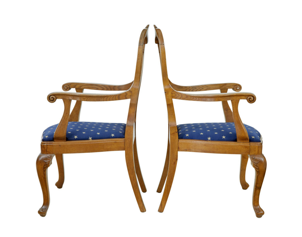 Pair of Carved Oak 19th Century Armchairs — image 9