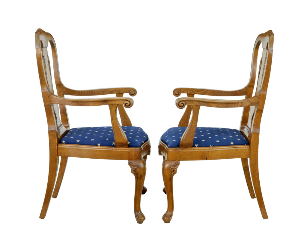 Pair of Carved Oak 19th Century Armchairs — image 8