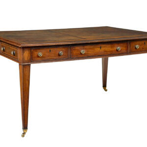 19TH CENTURY SHERATON REVIVAL LEATHER TOP LIBRARY TABLE