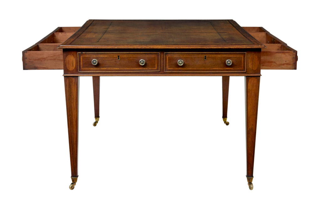 19th Century Sheraton Revival Leather Top Library Table — image 10