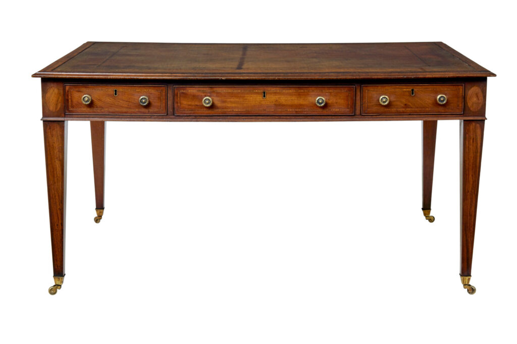 19th Century Sheraton Revival Leather Top Library Table — image 9
