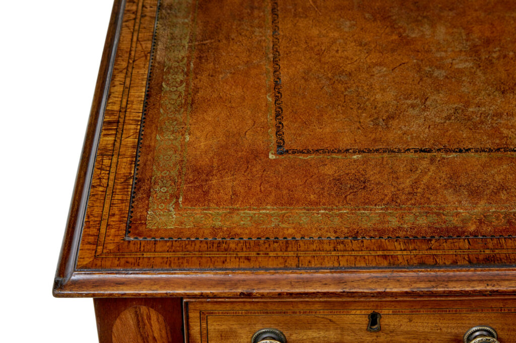 19th Century Sheraton Revival Leather Top Library Table — image 5