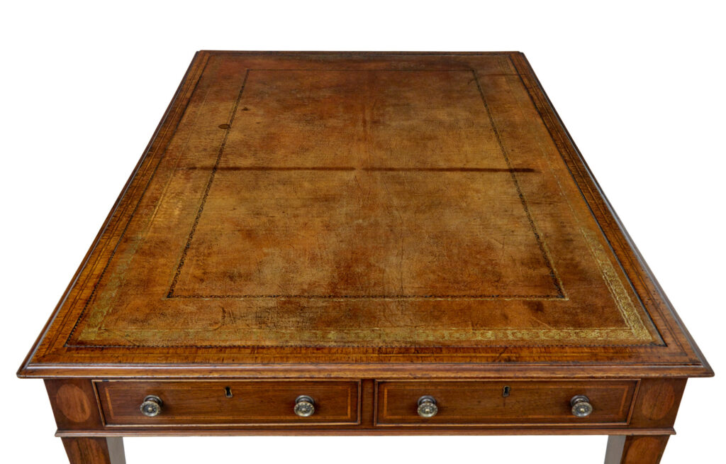 19th Century Sheraton Revival Leather Top Library Table — image 2
