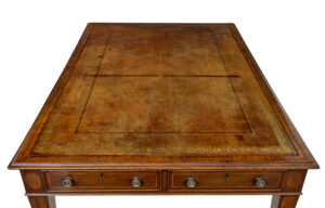 19th Century Sheraton Revival Leather Top Library Table — thumbnail 2