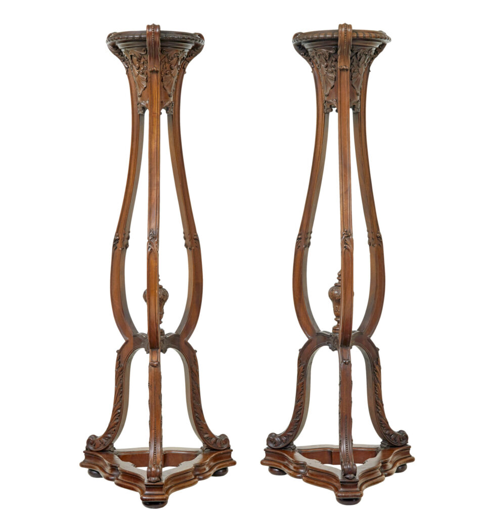 Fine Pair of 19th Century Carved Mahogany Torcheres by Morison &Amp; Co