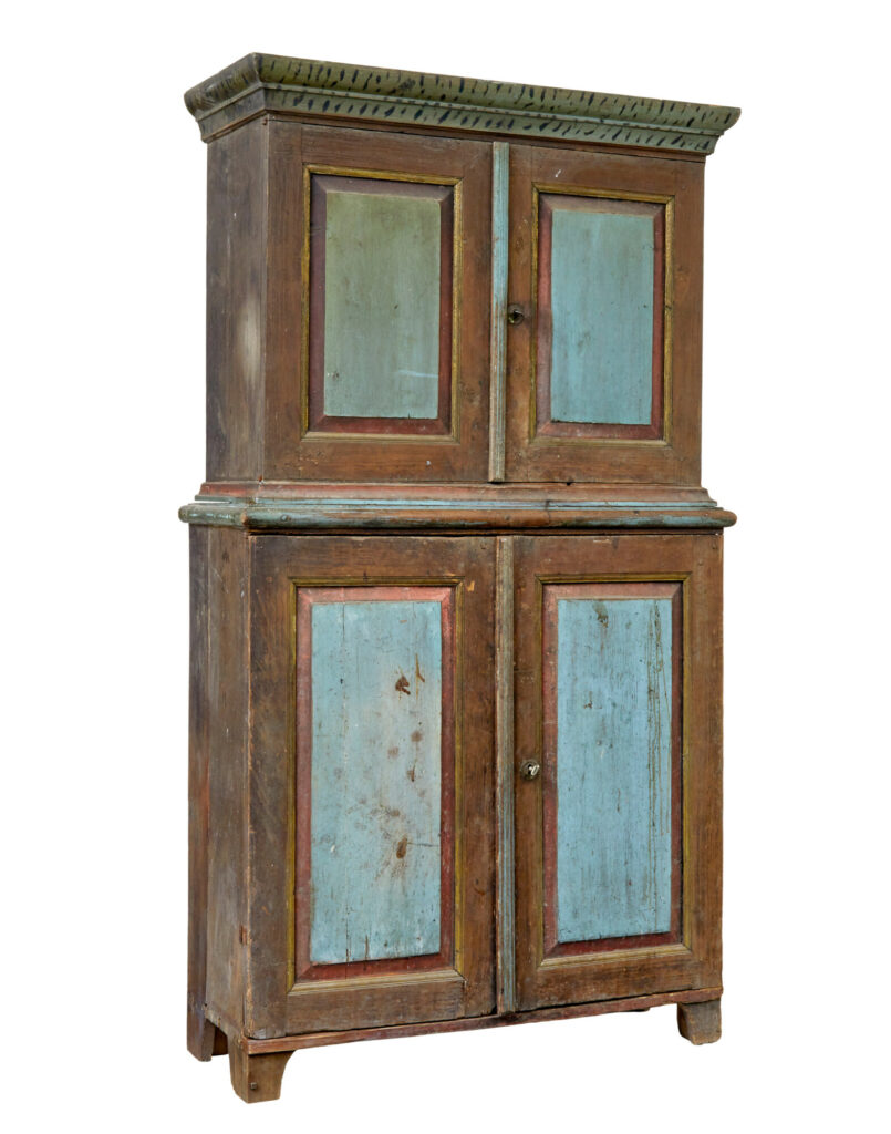 19TH CENTURY RUSTIC SWEDISH HAND PAINTED CUPBOARD
