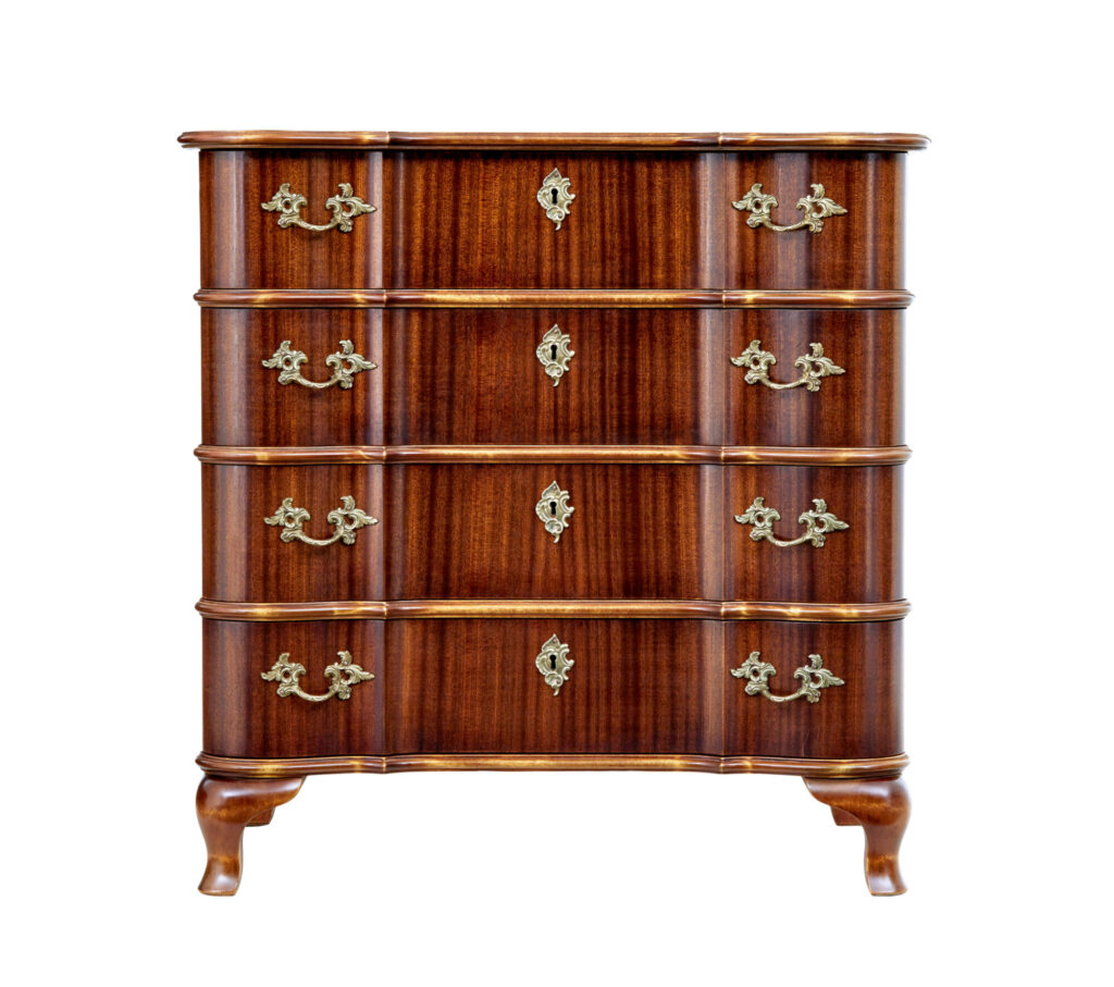 Scandinavian Mid Century Baroque Revival Chest of Drawers — image 5
