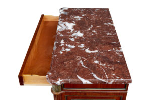 Mid 20th Century Mahogany Marble Top Chest of Drawers — thumbnail 3