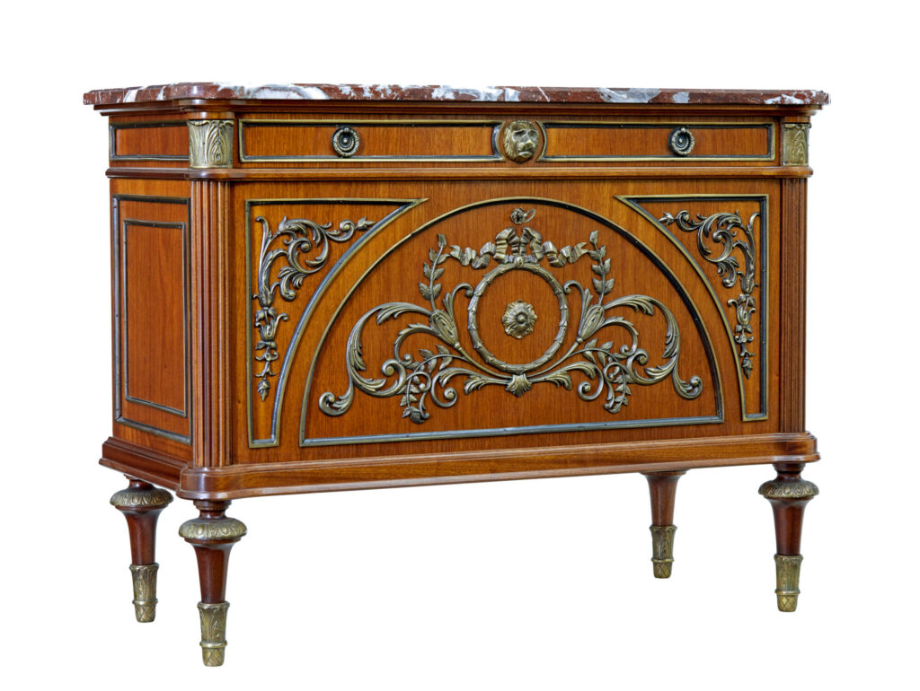 Mid 20th Century Mahogany Marble Top Chest of Drawers