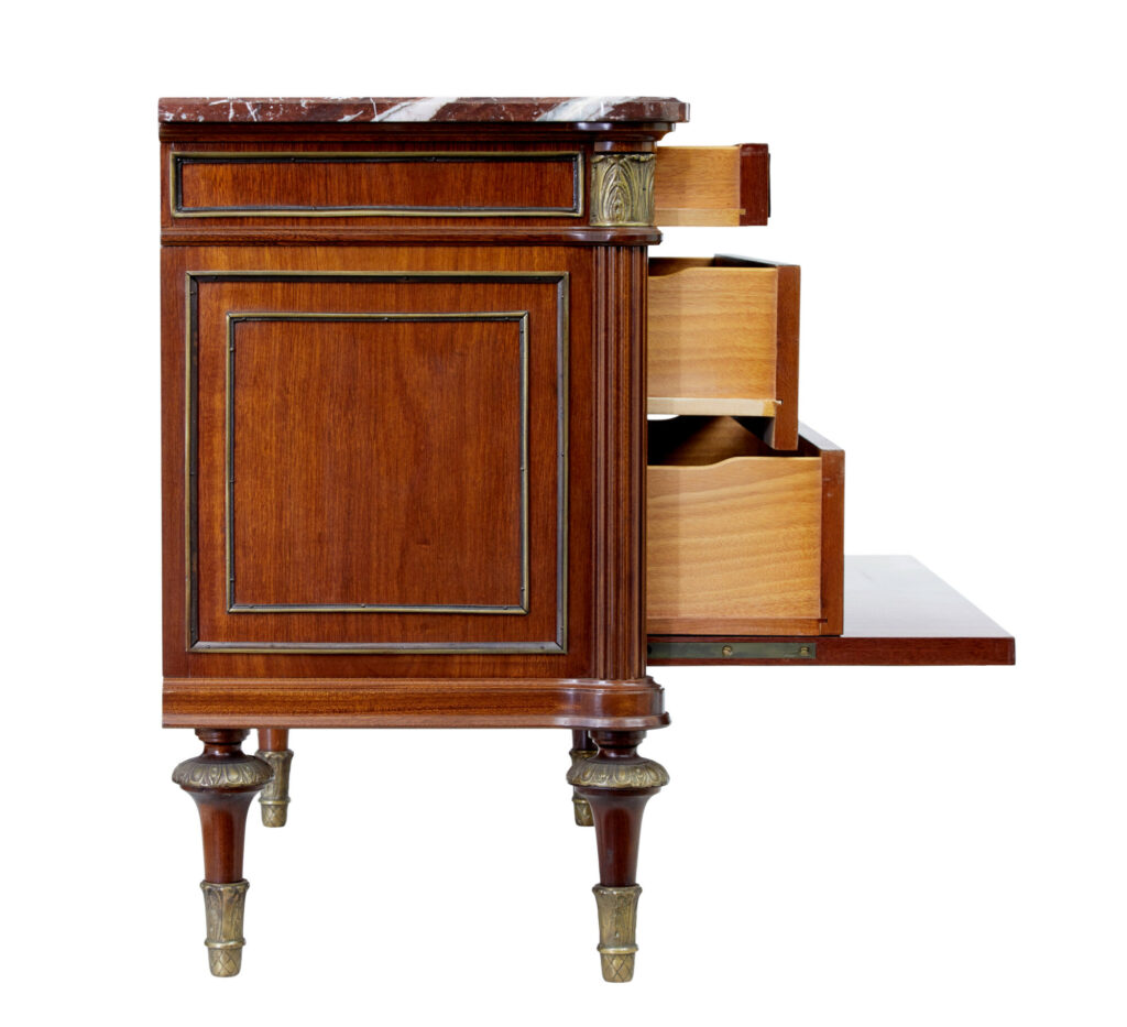 Mid 20th Century Mahogany Marble Top Chest of Drawers — image 8