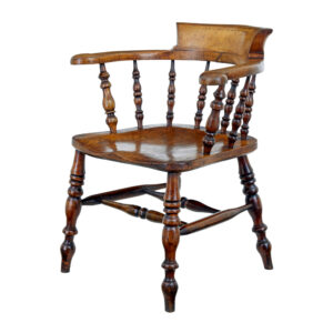 MID 19TH CENTURY ELM CAPTAINS ARMCHAIR