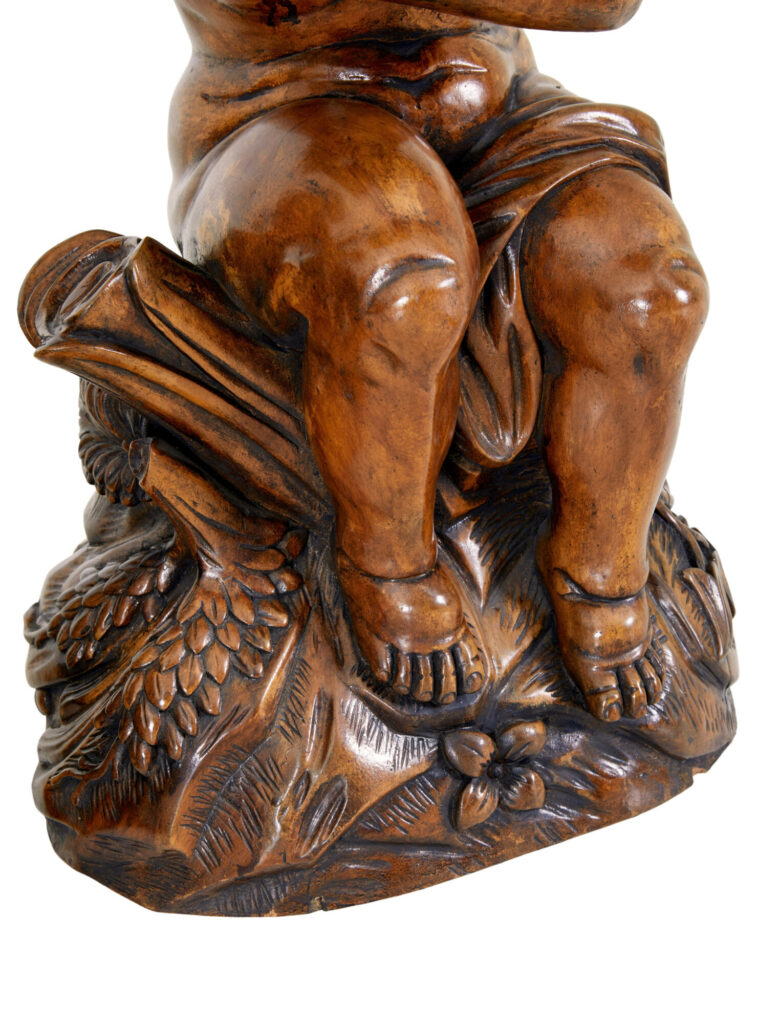 Pair of Fruitwood Gothic Revival Carved Cherubs — image 5