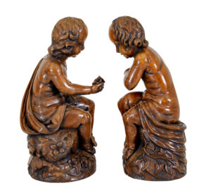 Pair of Fruitwood Gothic Revival Carved Cherubs — thumbnail 2