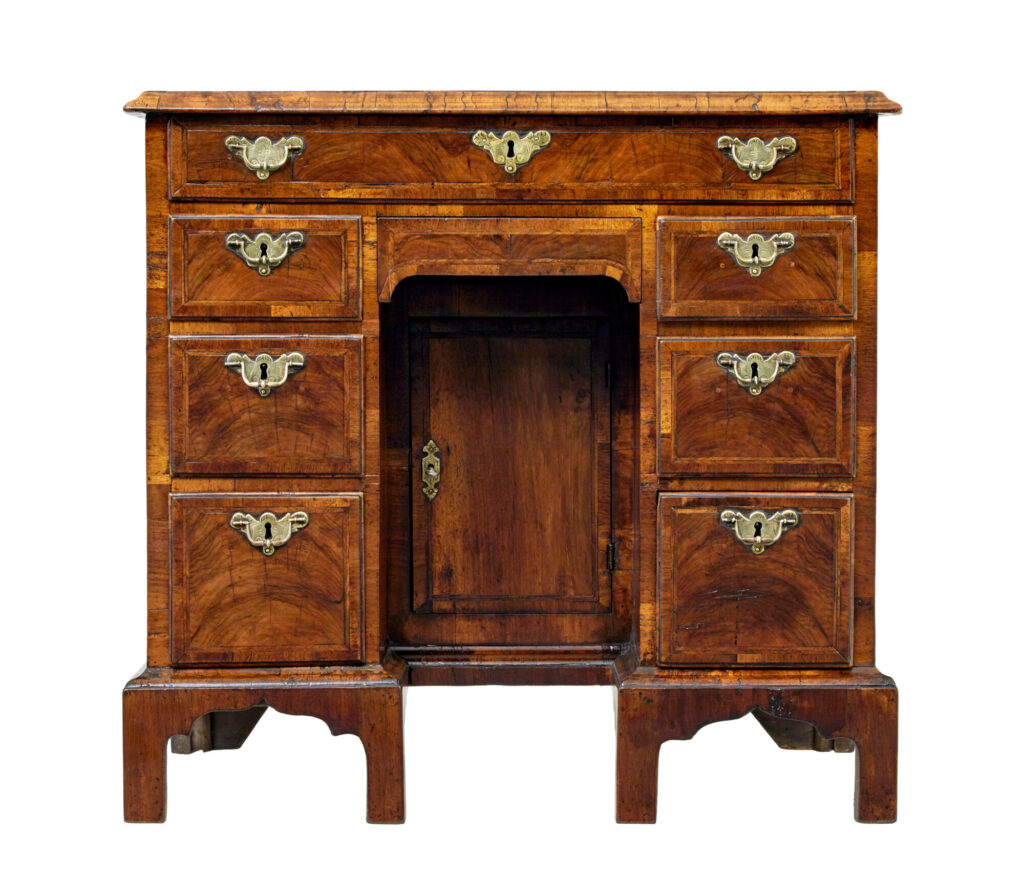 18th Century Queen Anne and Later Walnut Kneehole Desk — image 6