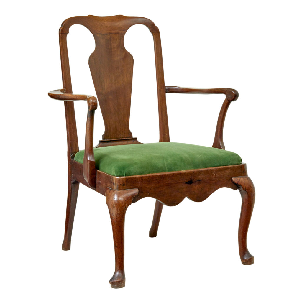 18th Century English Walnut Study Armchair