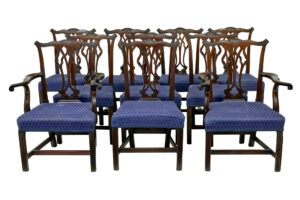 EARLY 19TH CENTURY SET OF 10 CHIPPENDALE DESIGN DINING CHAIRS