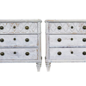 SWEDISH PAIR OF WHITE 19TH CENTURY PAINTED CHEST OF DRAWERS