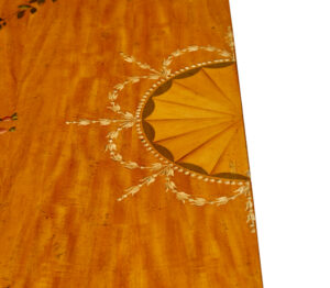 Satinwood Hand Painted Demi Lune Table in the Adams Style — thumbnail 2