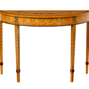 SATINWOOD HAND PAINTED DEMI LUNE TABLE IN THE ADAMS STYLE