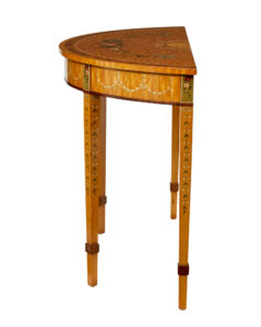Satinwood Hand Painted Demi Lune Table in the Adams Style — thumbnail 8
